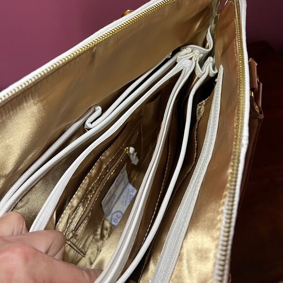 Joy & Iman White Timeless Chic Pebble Satchel Purse + Wallet - Picture 13 of 16